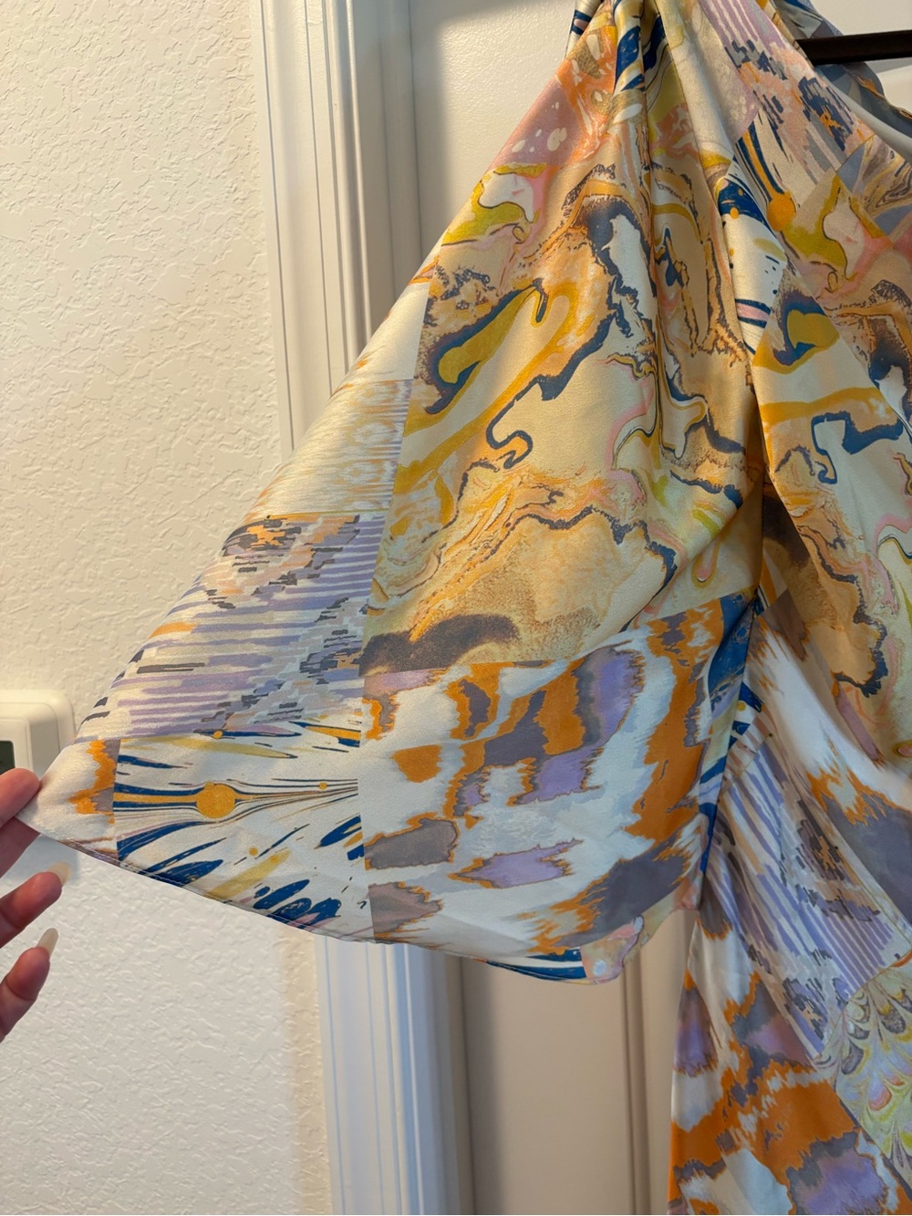 Mandira Wirk Anthropologie One-Shoulder Marble Print Maxi Dress in Pastels Small - Picture 4 of 5